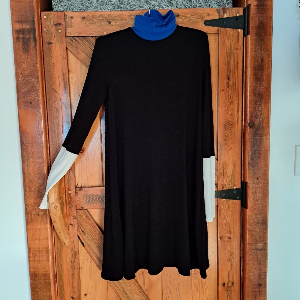 BCBGMAXAZRIA Colorblock Mock Neck Casual Dress
